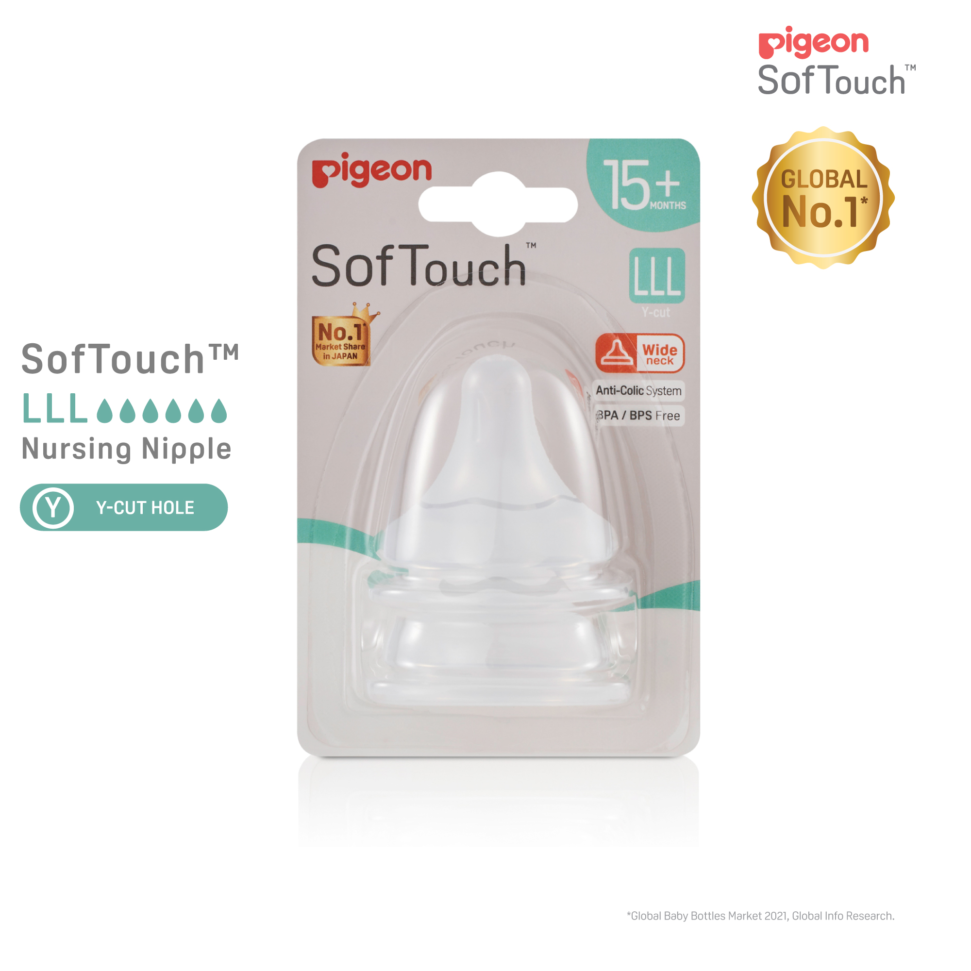 Pigeon SofTouch 3 Nipple Blister Pack 2pcs (LLL) (PG-79466)