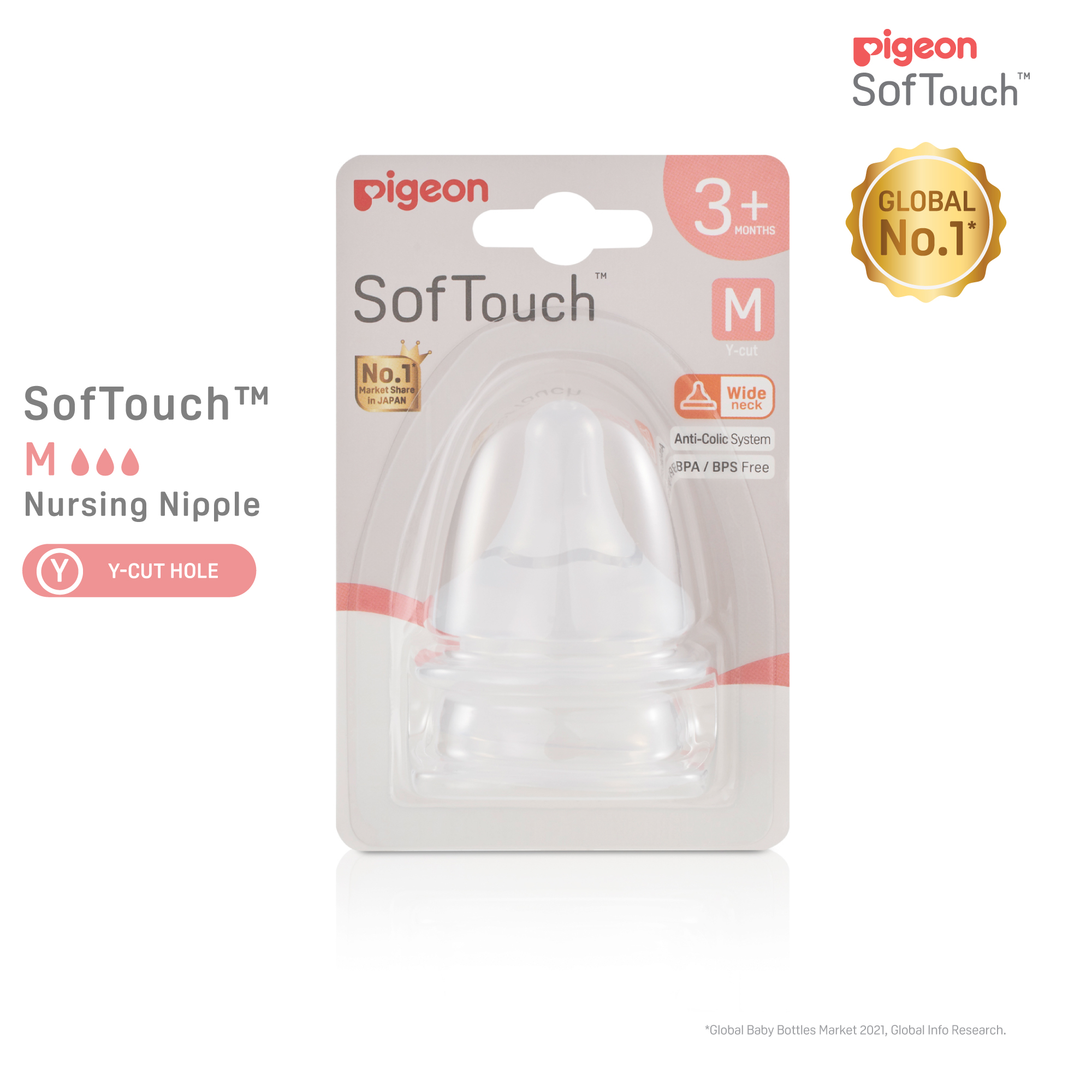 Pigeon SofTouch 3 Nipple Blister Pack 2pcs (M) (PG-79463)
