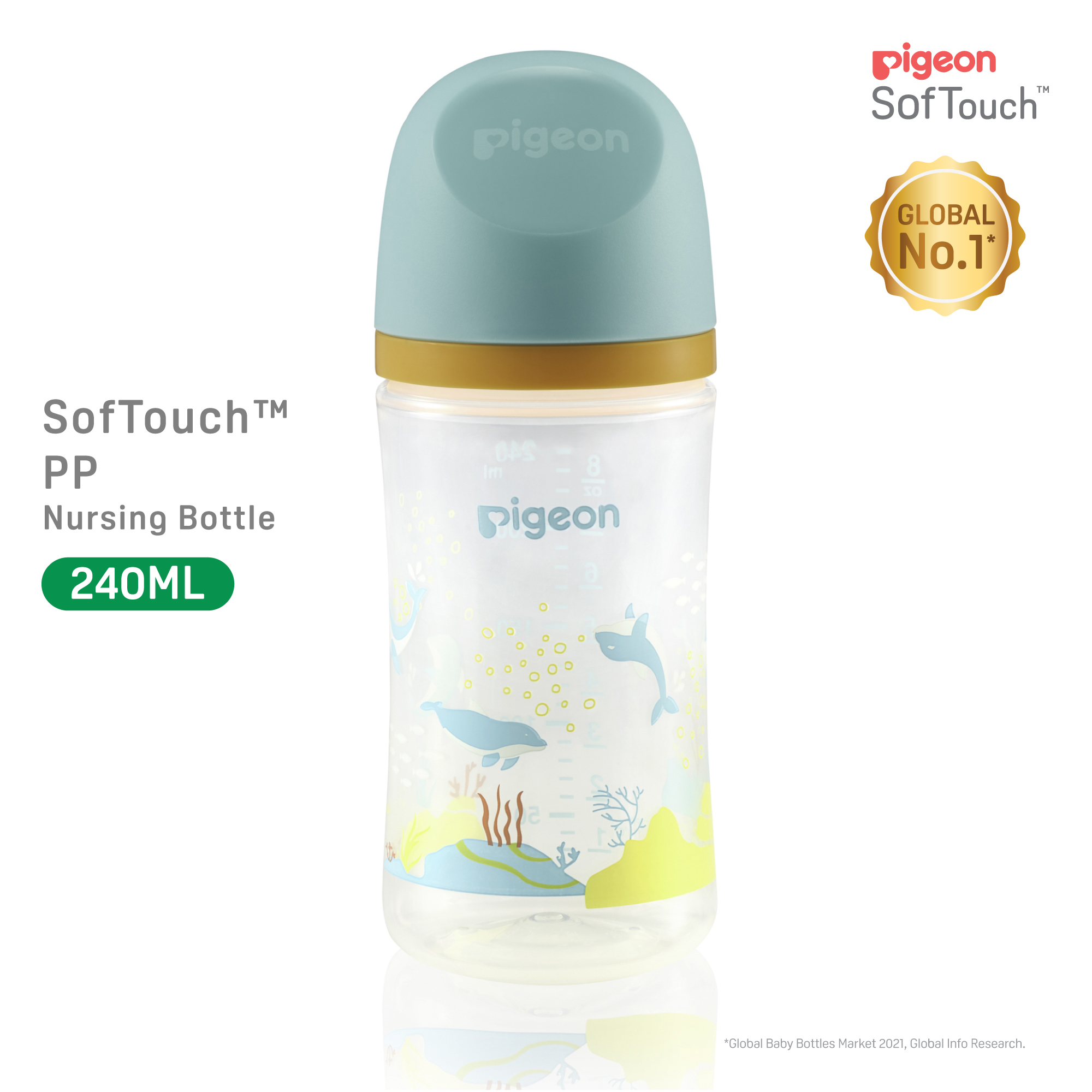 Pigeon SofTouch 3 Nursing Bottle PP 240ml Dolphin (PG-79460)