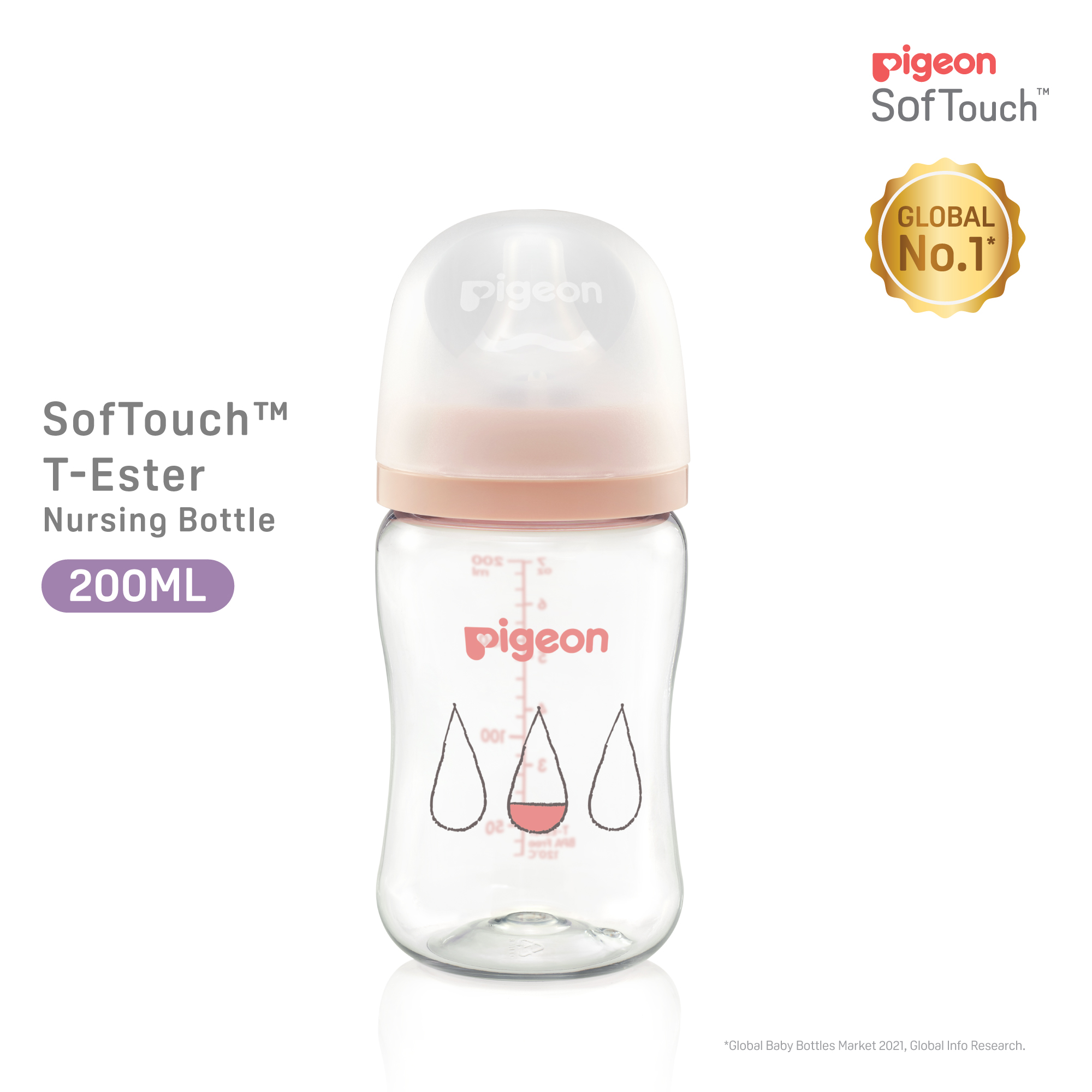 Pigeon SofTouch 3 Nursing Bottle T-Ester 200ml Dewdrop (PG-79448)