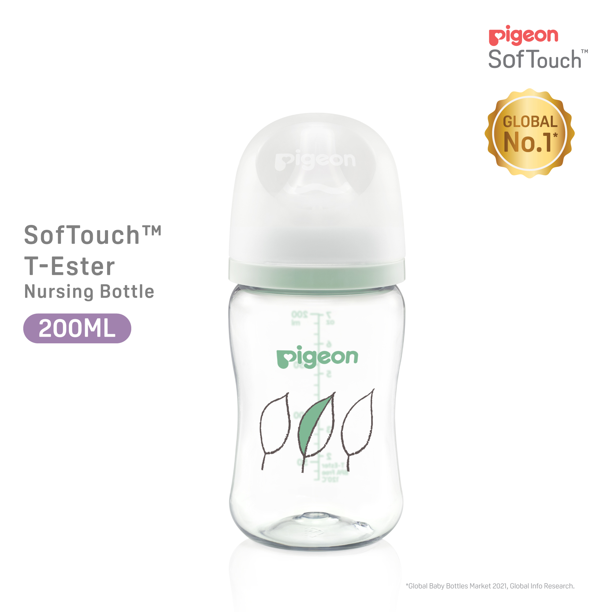 Pigeon SofTouch 3 Nursing Bottle T-Ester 200ml Leaf (PG-79449)