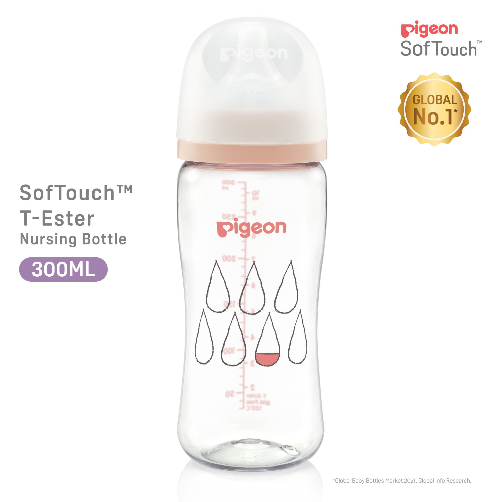 Pigeon SofTouch 3 Nursing Bottle T-Ester 300ml Dewdrop (PG-79450)