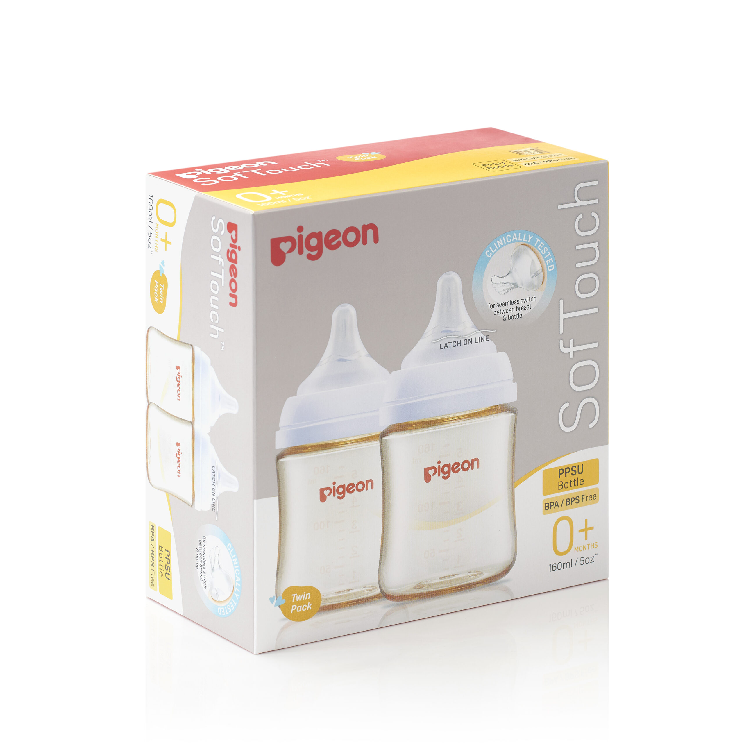 Pigeon SofTouch 3 Nursing Bottle Twin Pack PPSU 160ml (PG-79440)