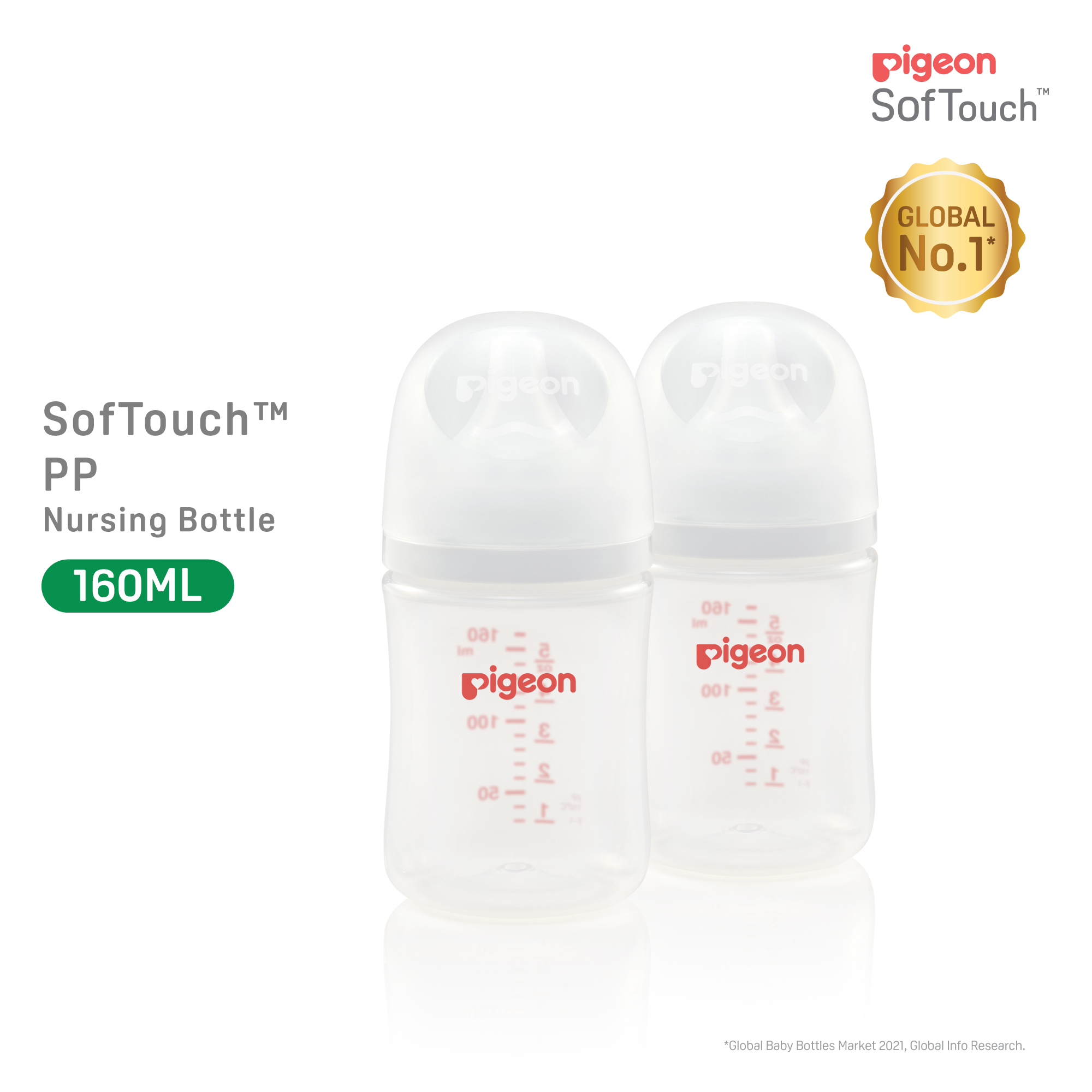 Pigeon SofTouch 3 Nursing Bottle Twin Pack PP 160ml (PG-79455)