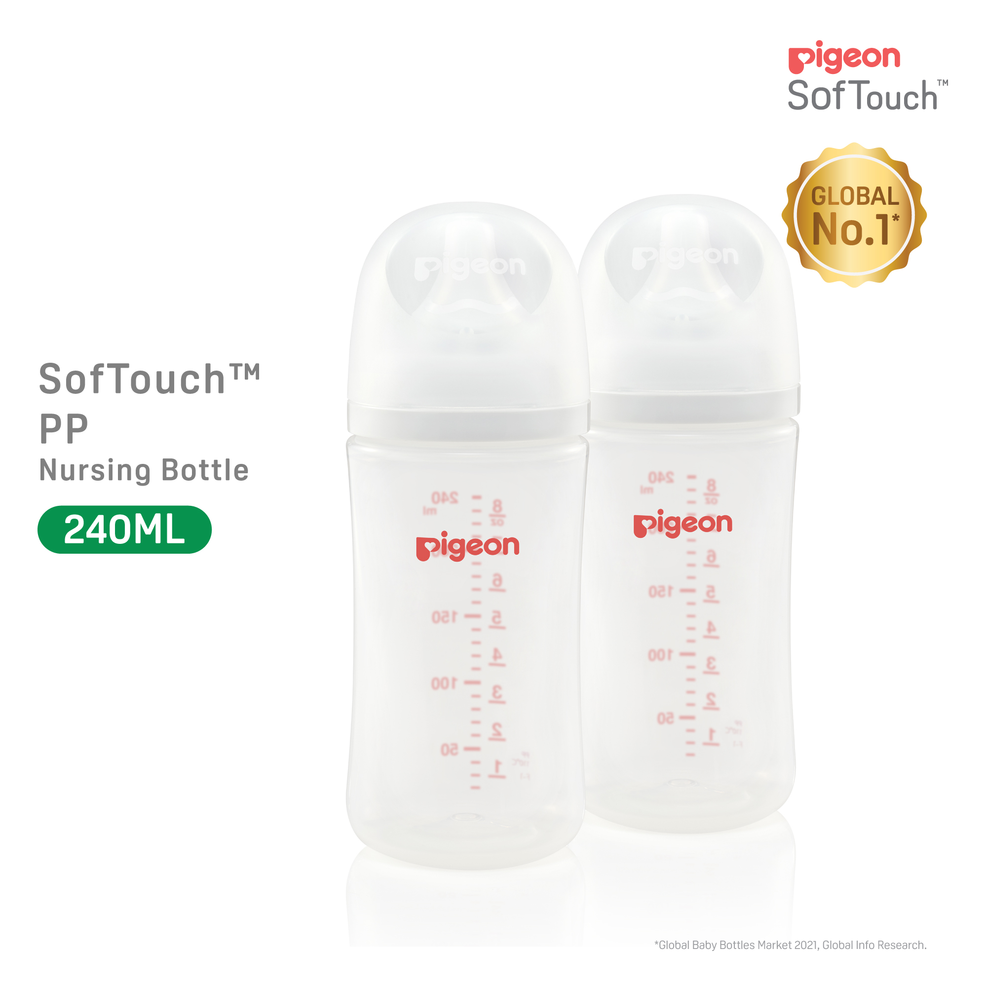 Pigeon SofTouch 3 Nursing Bottle Twin Pack PP 240ml (PG-79456)