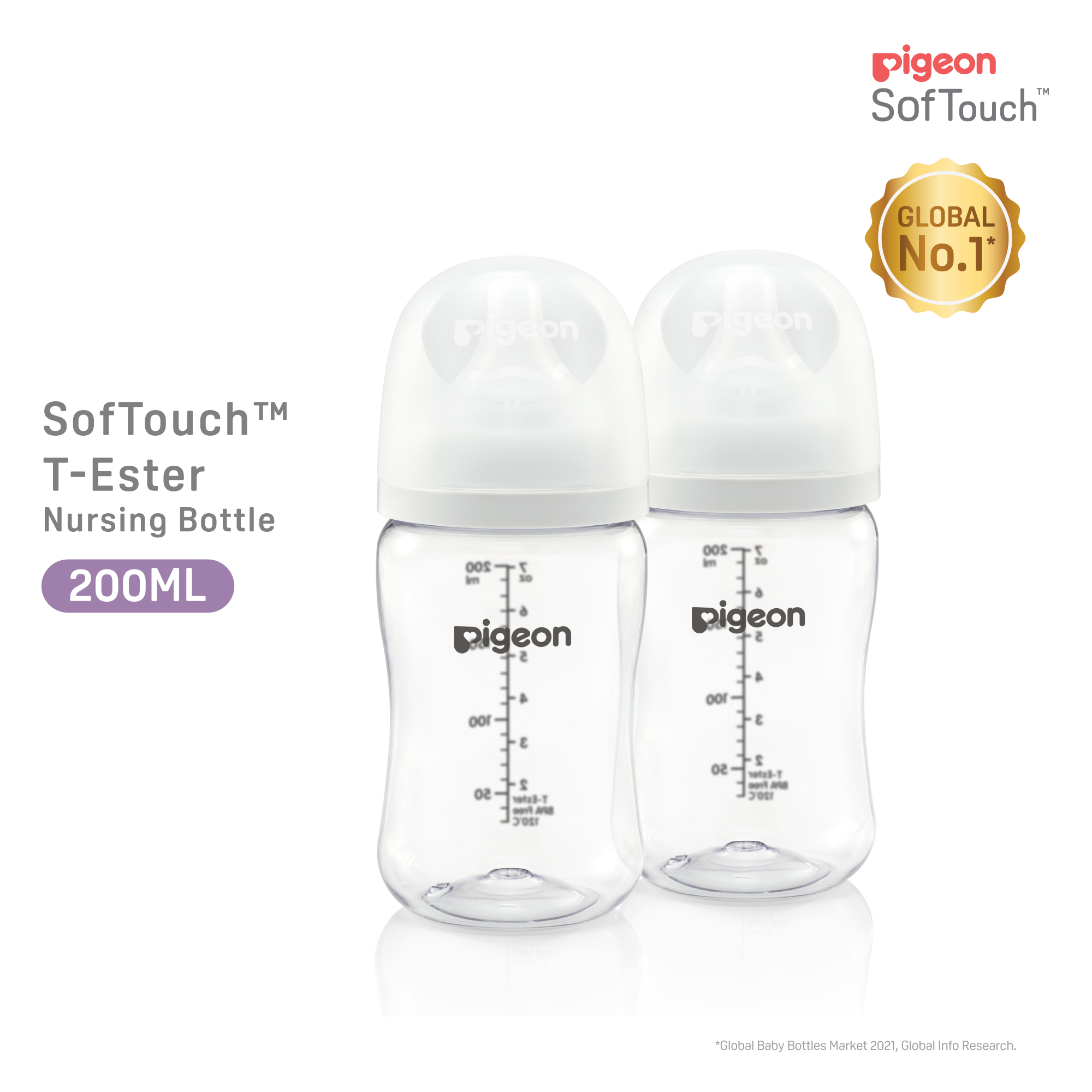 Pigeon SofTouch 3 Nursing Bottle T-Ester 200ml Twin Pack (PG-79446)