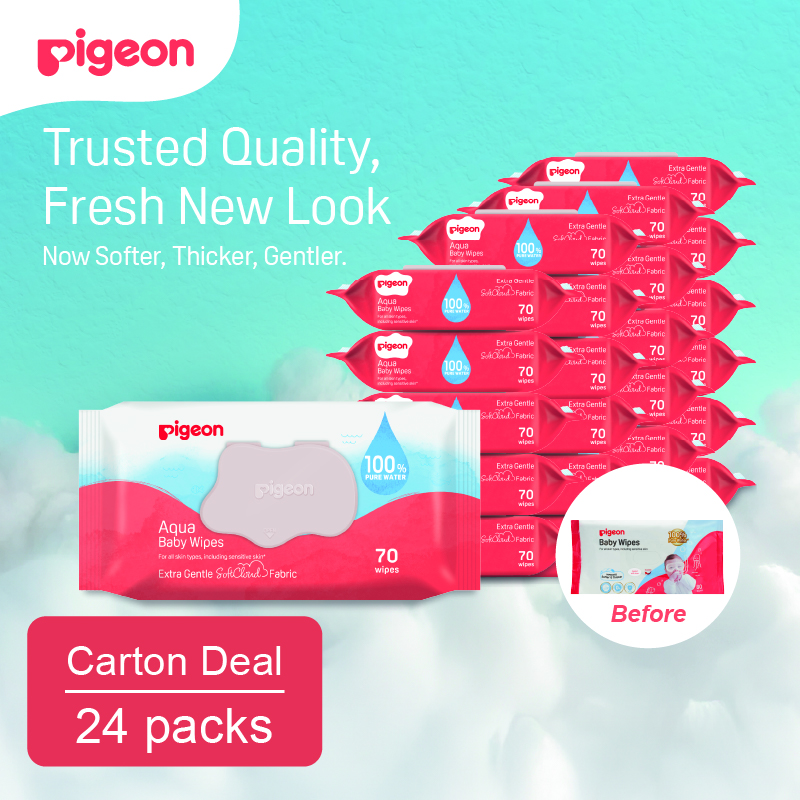 Pigeon Aqua Baby Wipes 70s - 24Packs