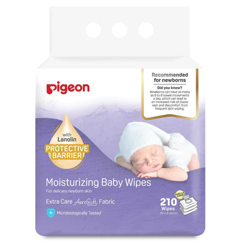Pigeon Moisturizing Baby Wipes 70S 3in1 Fliptop - Bundle of 4