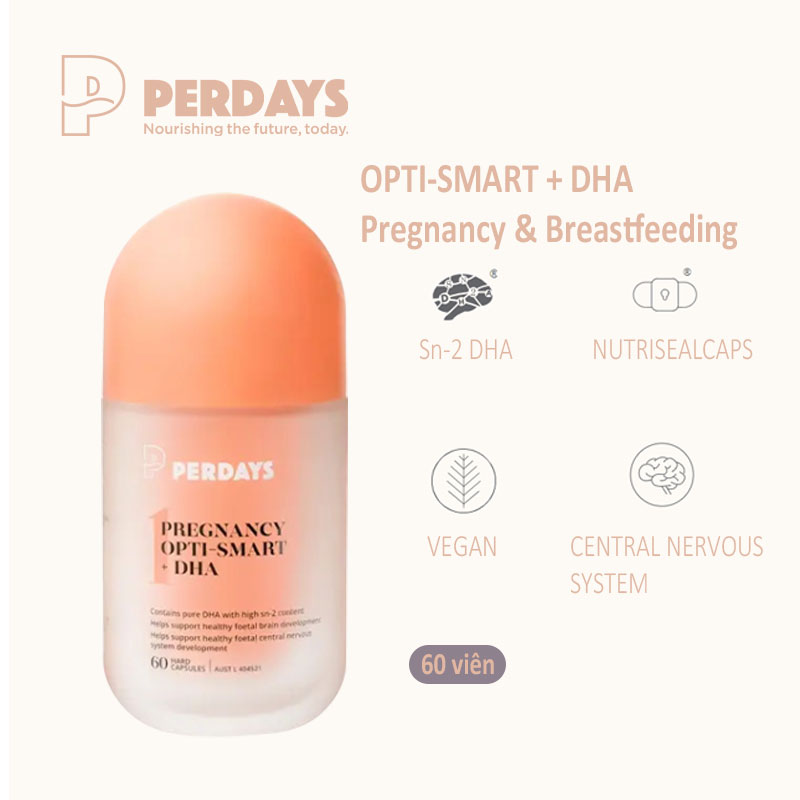 Perdays Pregnancy Opti-Smart + DHA Contains Pure DHA with High SN-2 Content 60 Capsules