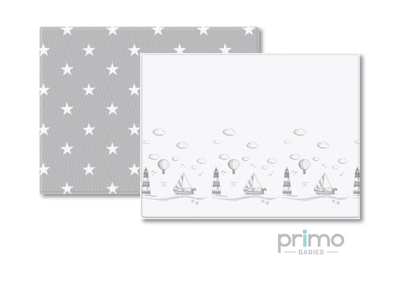 Primo Babies Plush Series Playmat - Grey Stars + Summertime (Plush Standard)