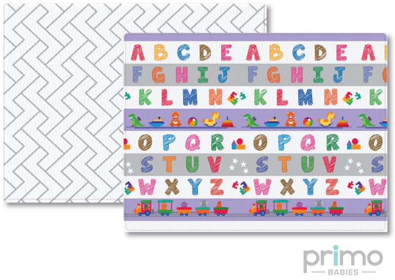 Primo Babies Plush Series Playmat - Modern Herringbone + Scribble Alphabet (Plush Standard)