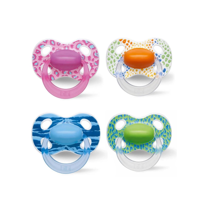 BiBi Soother Happiness Natural Silicone 0-6 M / 6-16 M / 16+ M with Ring Wild Baby assorted