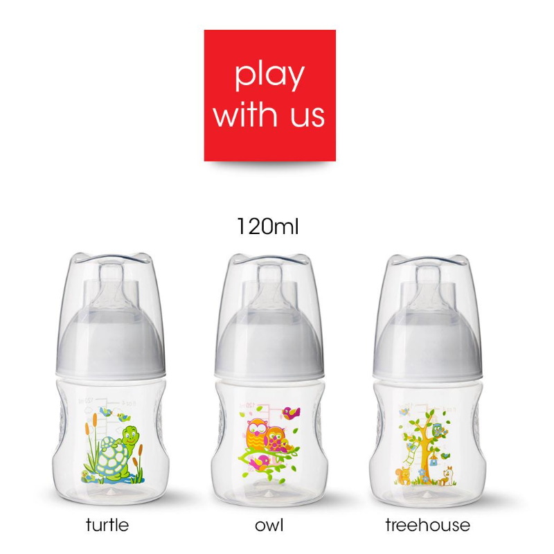 Bibi Small Neck-bottle happiness PP120ml with natural silicone teat