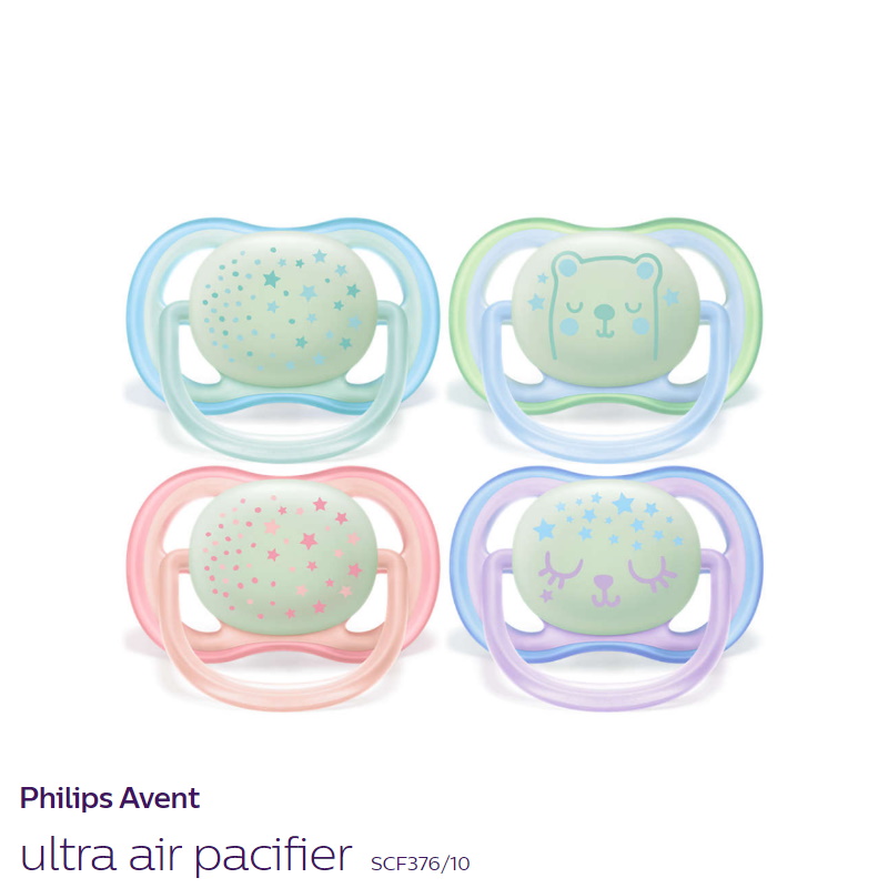 Philips Avent Ultra Air Soother (Night Time/Mix Disco) Bundle of 2 (SCF376/10)