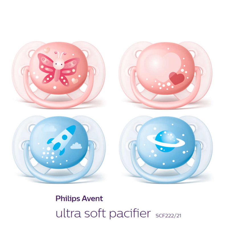 Philips Avent Ultra Soft Soother (Twin Pack) Bundle of 2 (SCF222/21)