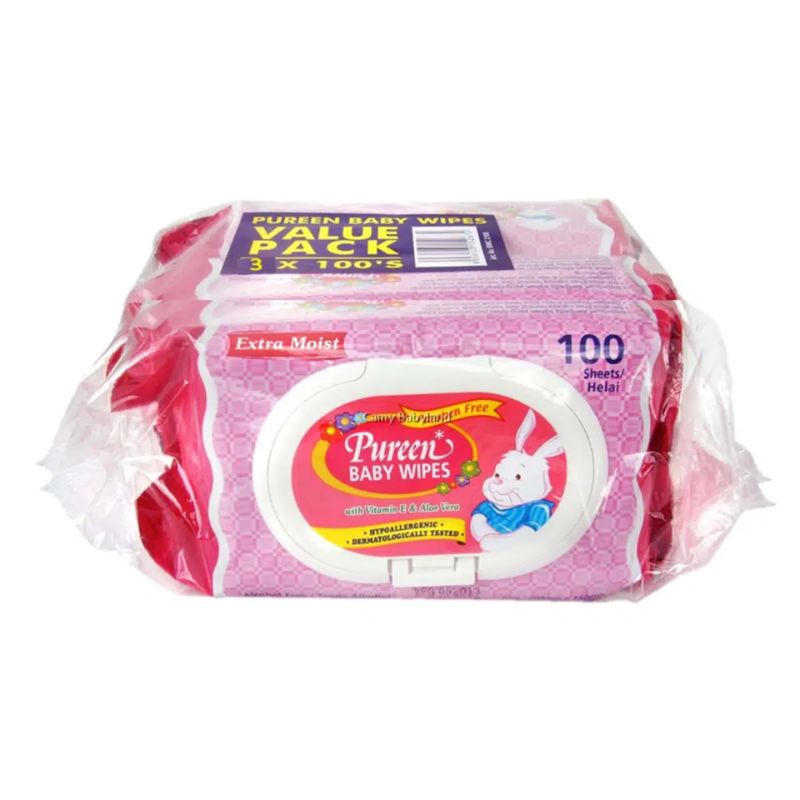 Pureen Baby Wipes (Scented - Pink) 100