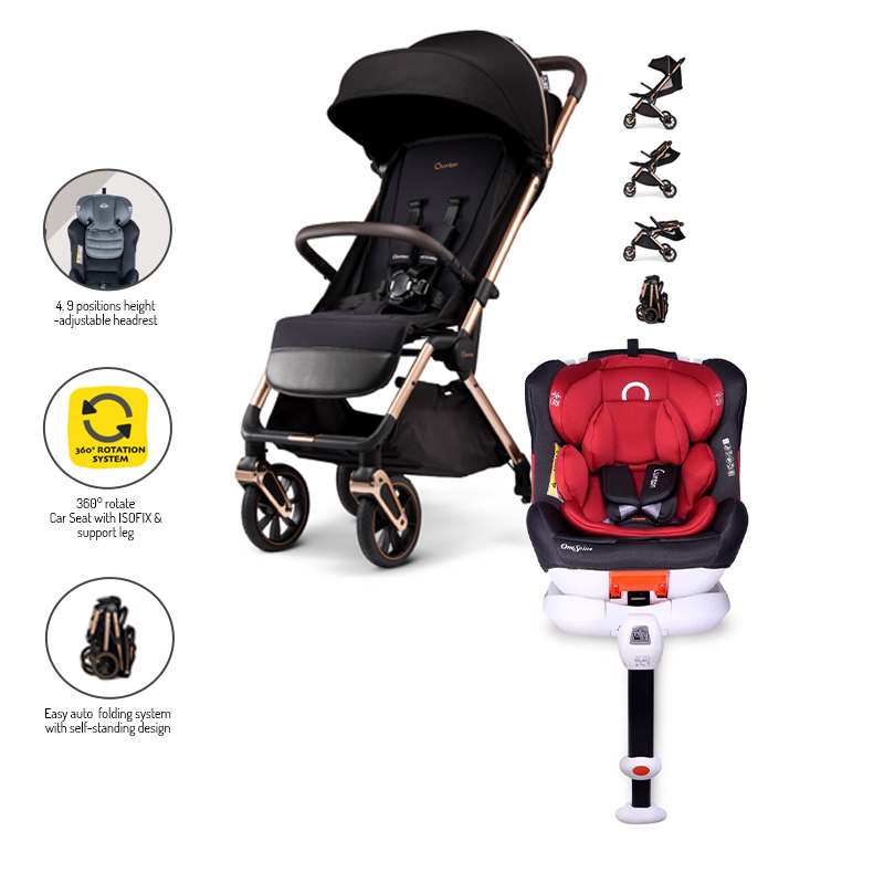 Quinton Roxy Stroller + OneSpin+ 360 Safety Car Seat Bundle
