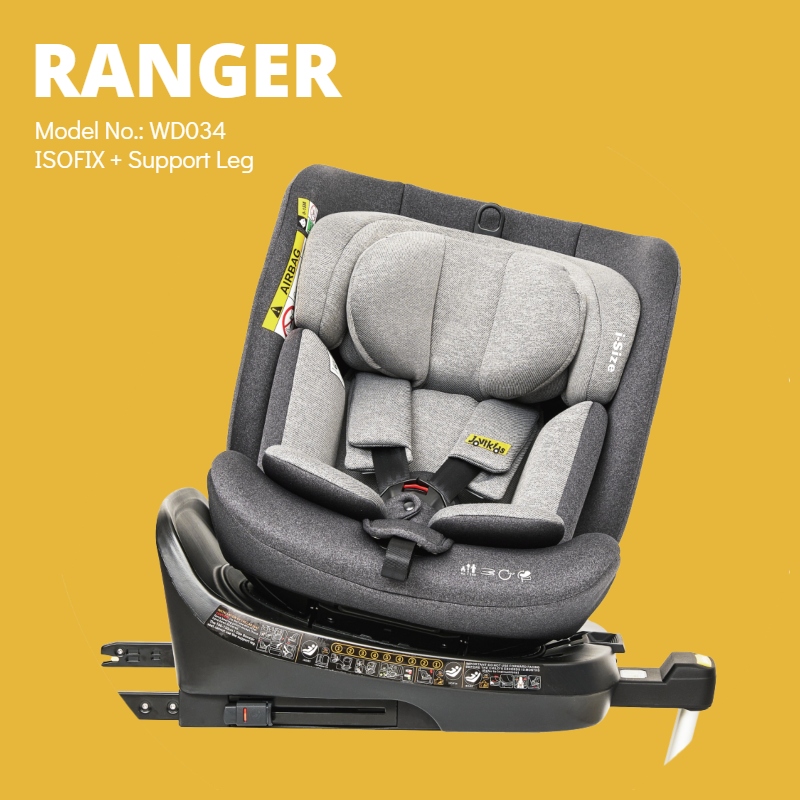 Jovikids RANGER Premium ISOFIX Carseat with 360deg Rotation with Canopy and Leg Support (40-150cm) with R129 Compliance