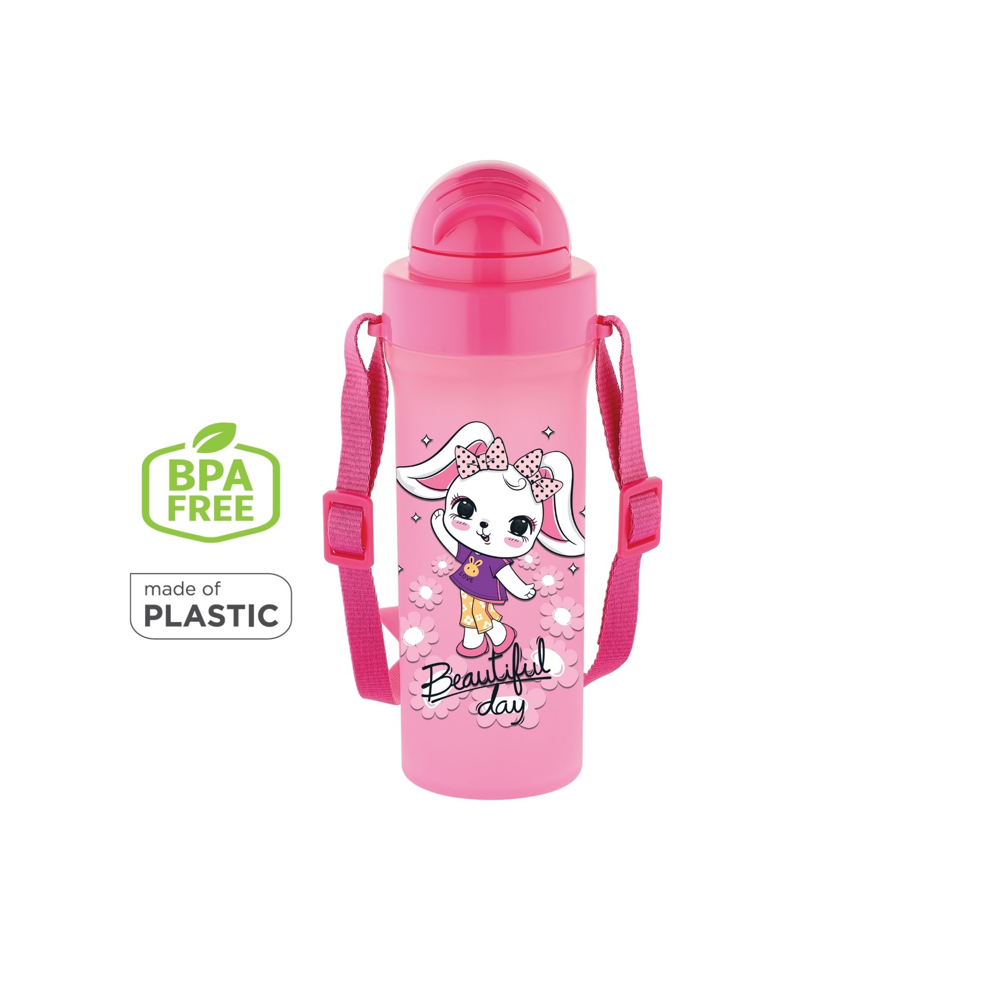 Renga Migo Water Bottle With Straw And Shoulder Strap 300ml