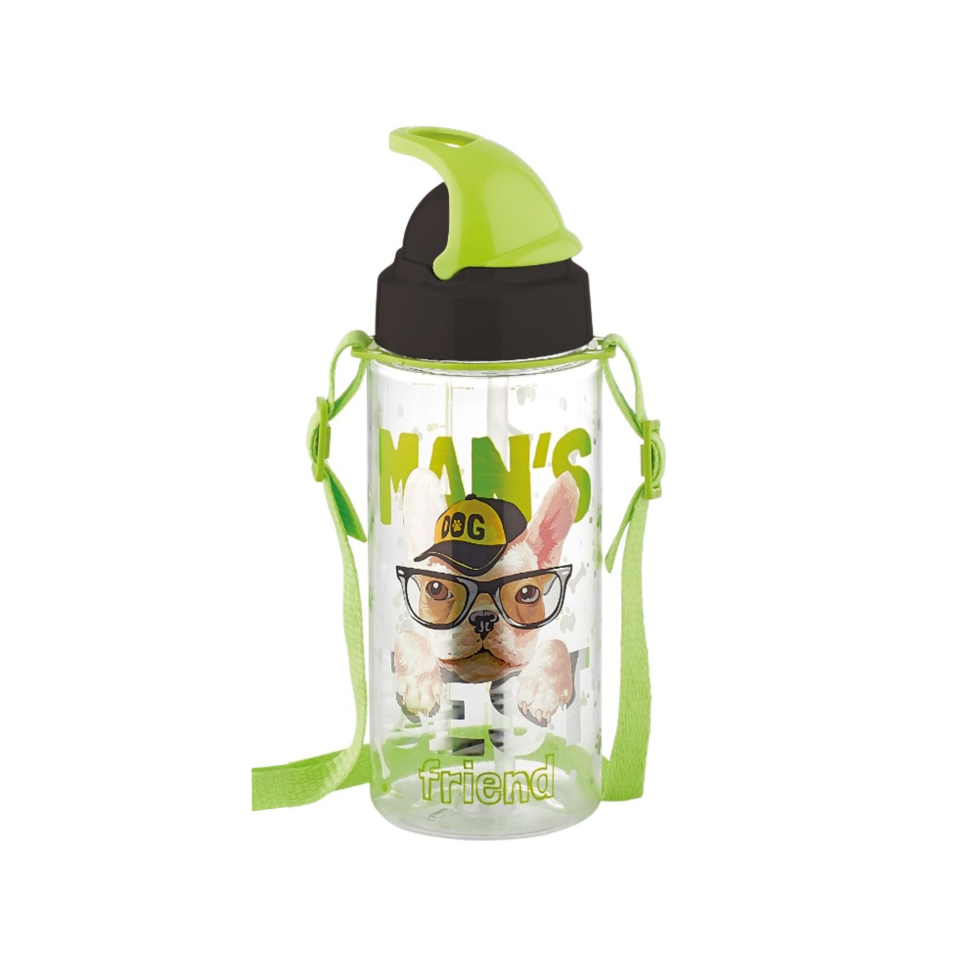 Renga Sonic Tritan Water Bottle With Straw And Shoulder Strap 500ml-Asst Colours