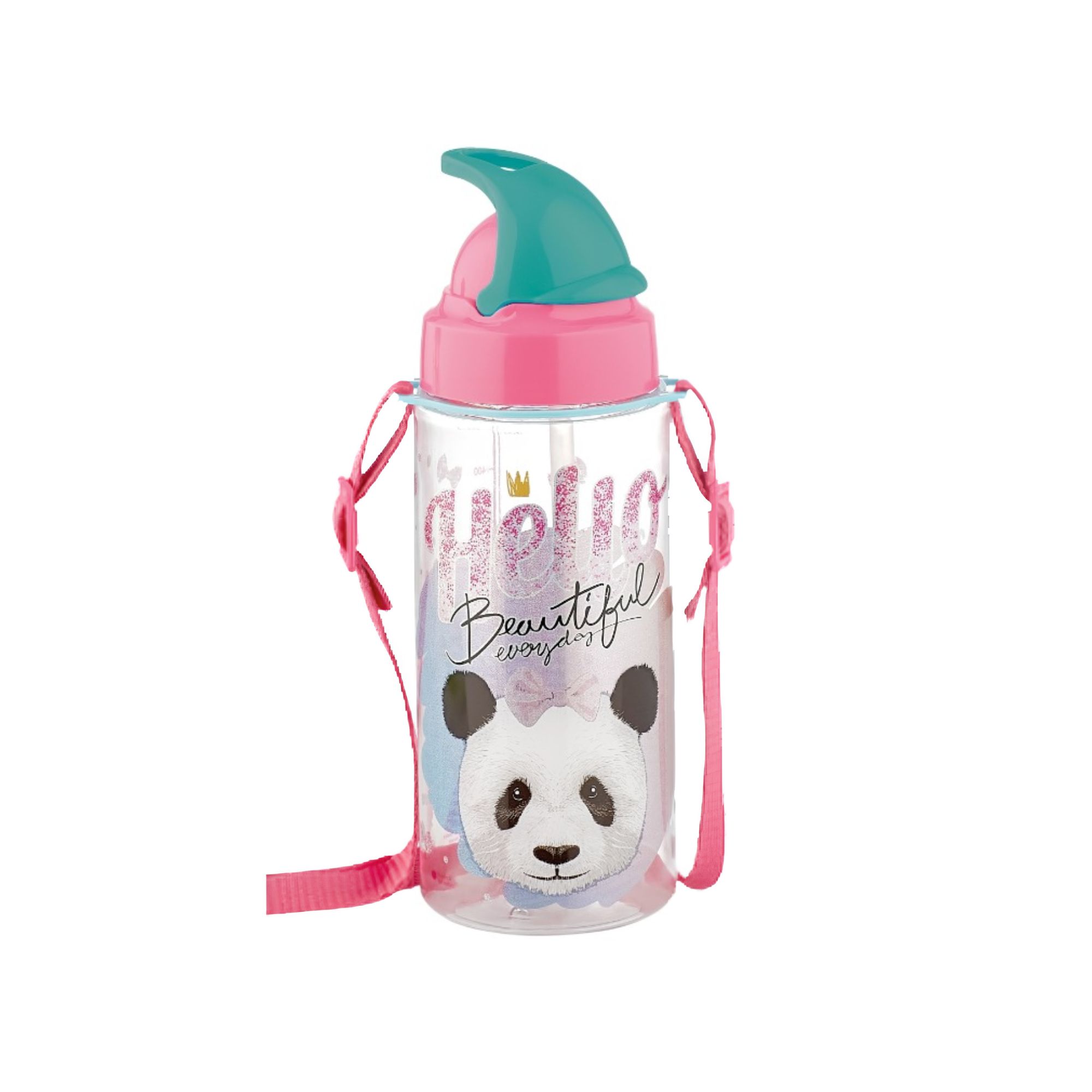 Renga Sonic Tritan Water Bottle With Straw And Shoulder Strap 500ml-Asst Colours