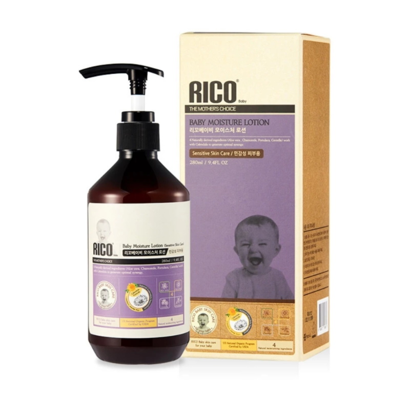 RICO Baby Moisture Lotion for Normal/Sensitive Skin (Allergen FREE-Fragrance 280ml) (Exp: Oct 2023)