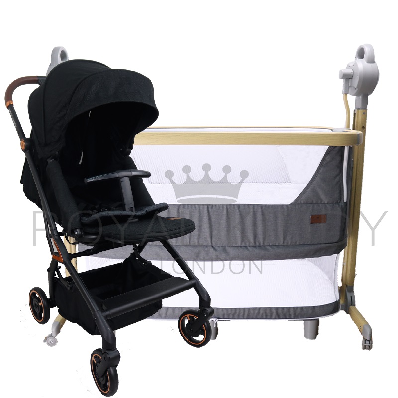 baby-fair Royal Kiddy 360 Onyx Double Facing Stroller + RK 5 in 1 Night Angel Premium Baby Cot