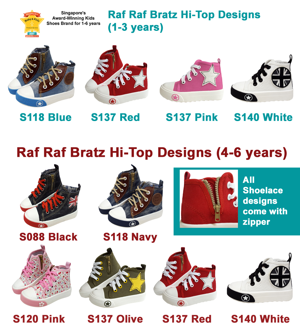 Raf Raf Hi-Top Zipper Canvas Shoes (1-6 years) 