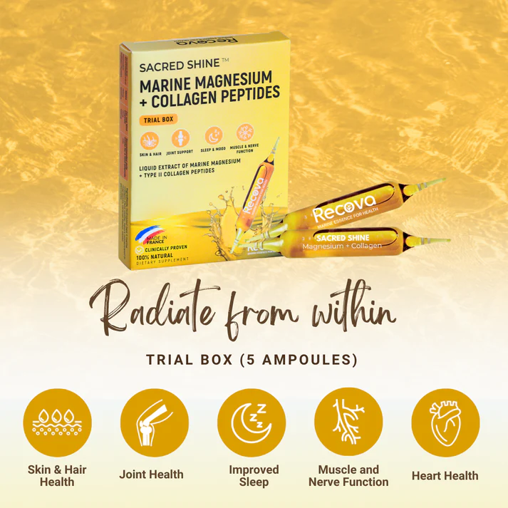 RECOVA Sacred Shine - Marine Magnesium + Collagen Peptides (Rejuvenate & Shine) - Trial Box (5 Ampoules)