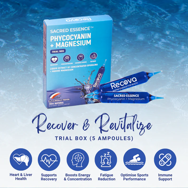 RECOVA Sacred Essence - Phycocyanin + Marine Magnesium (Recover & Revitalise) - Trial Box (5 Ampoules)