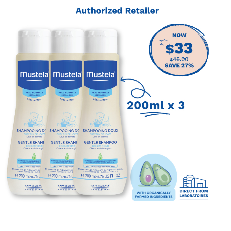 Mustela Gentle Shampoo for Delicate Hair 200ml (Triple Pack)
