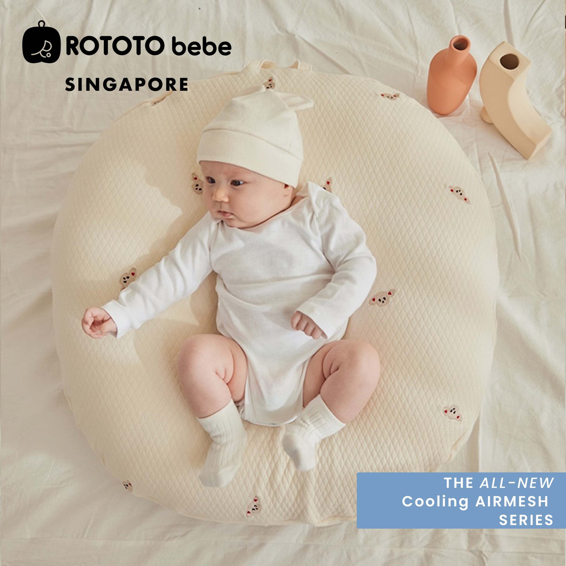 Rototobebe All-New Airmesh Anti Reflux Multipurpose Cushion + Case Bag Bundle