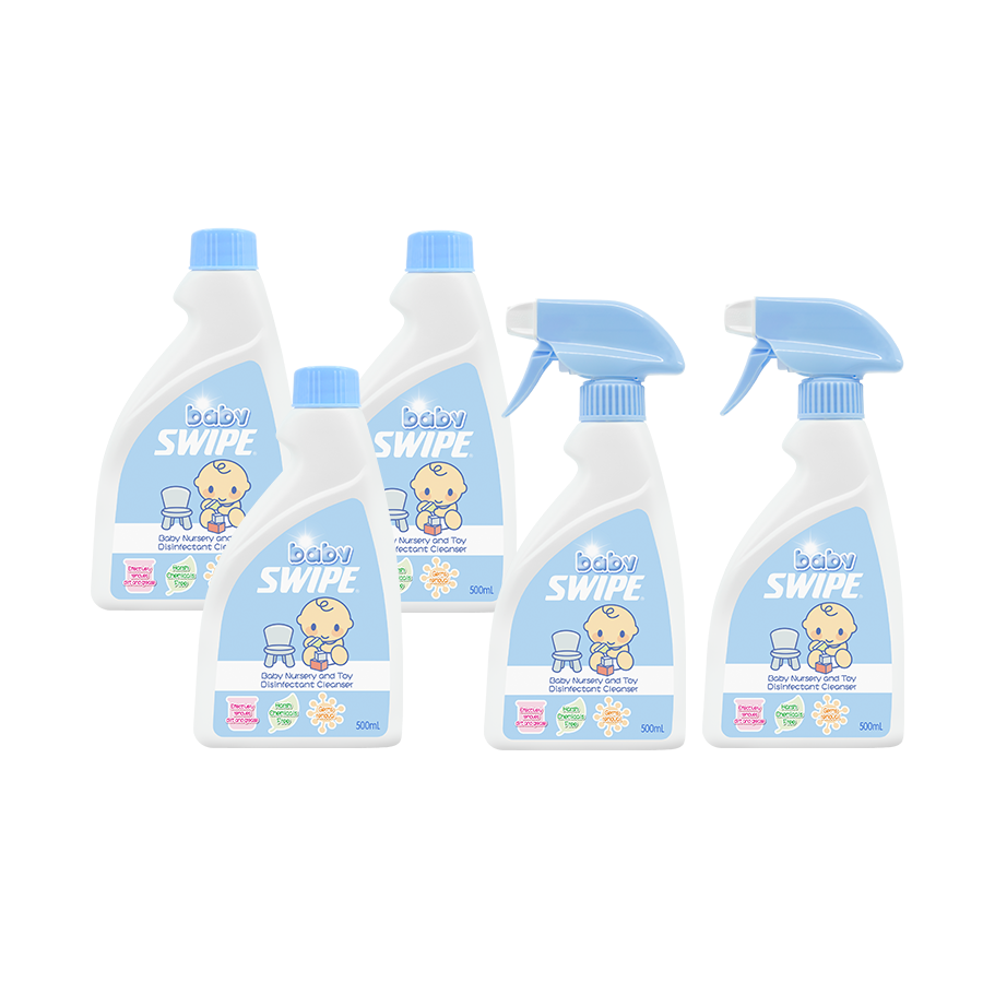 babySWIPE Nursery & Toy Disinfectant Cleanser 500ml Bundle (2x Spray + 3x Refill)