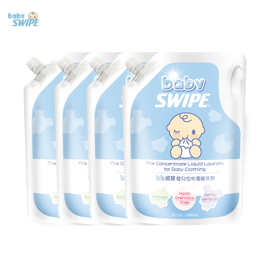 babySWIPE Concentrate Liquid Laundry for Baby Clothing (Pouch Pack) 1.8L (4 packs)