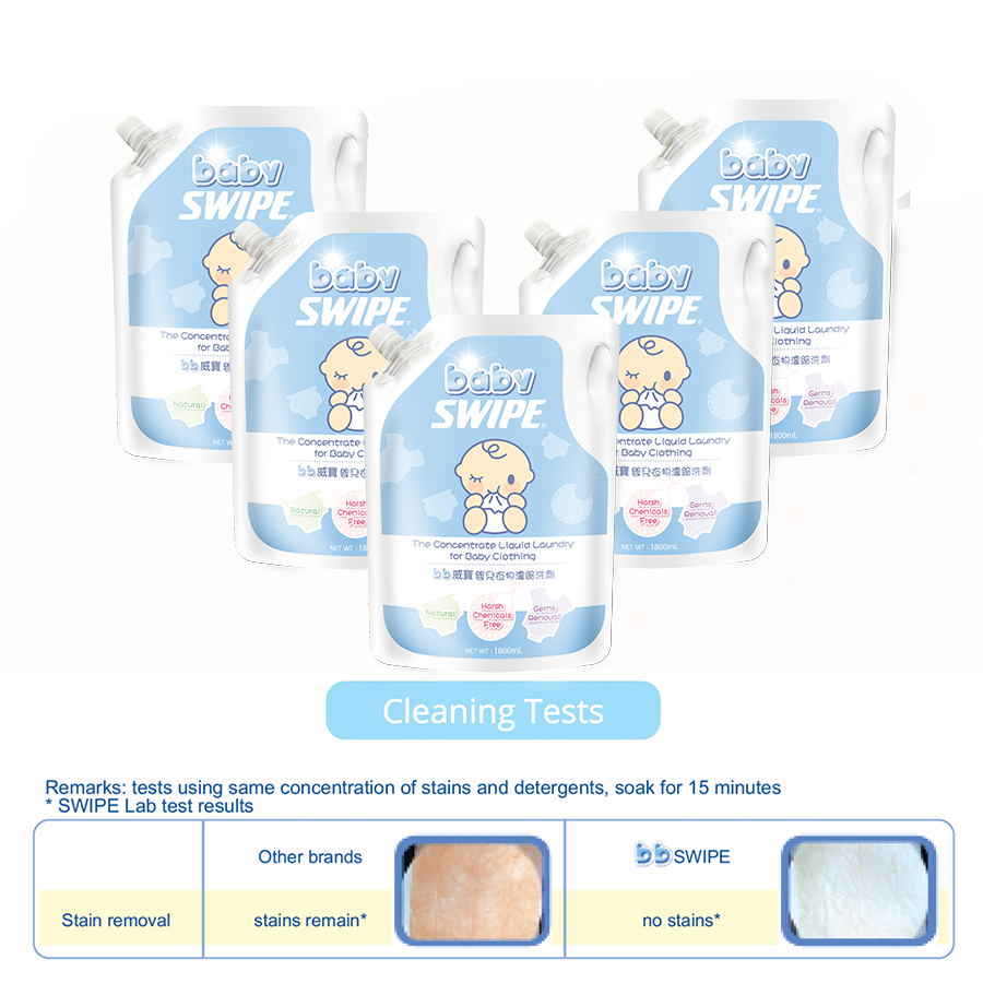baby-fair babySWIPE Concentrate Liquid Laundry for Baby Clothing (5x 1.8L Pouch Packs)