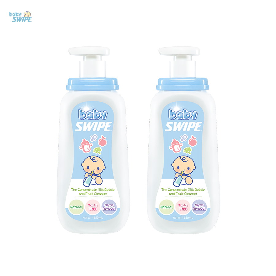 babySWIPE Milk Bottle & Fruit Cleanser 650ml - Twin Pack