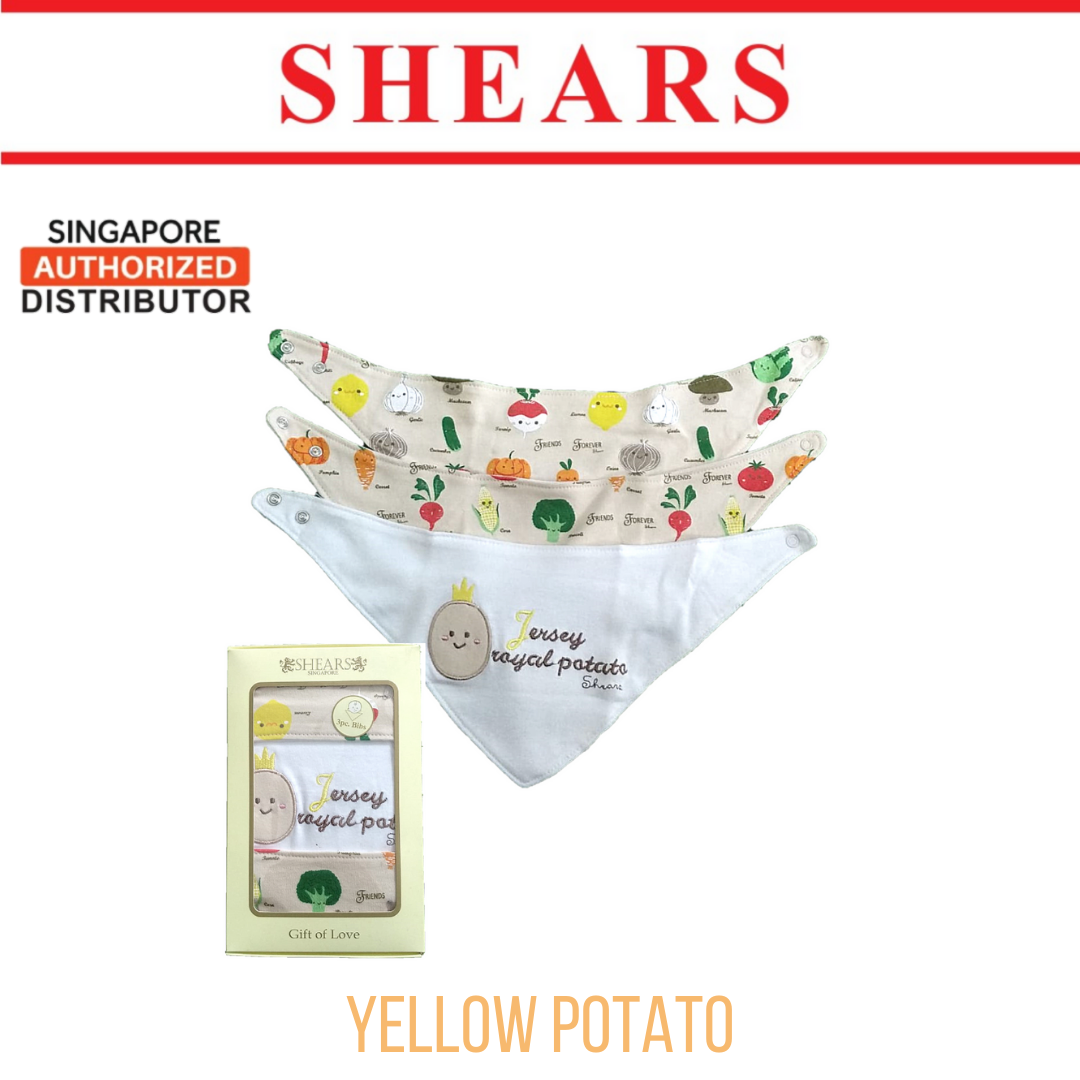 SHEARS Baby Bib Toddler Cotton Bibs 3 Pcs Set Yellow Potato