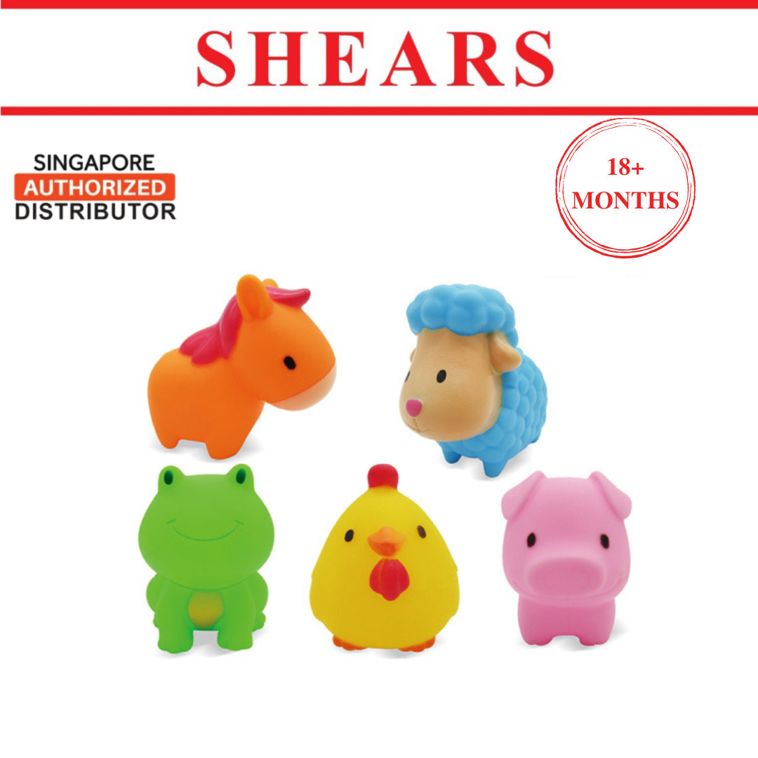 Shears Baby Toy Toddler Bath Toy 5pcs Rubber Farm Animals