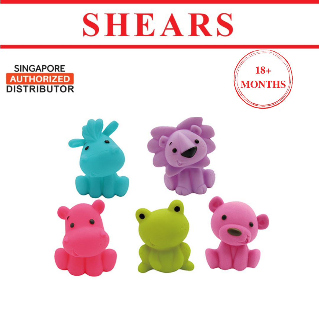 Shears Baby Toy Toddler Bath Toy 5pcs Rubber Safari Animals