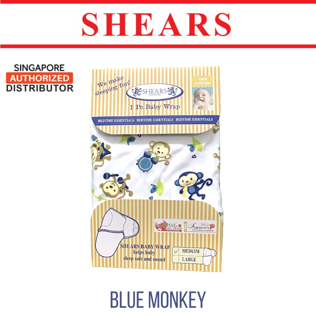 SHEARS Baby Wrap M SIZE Suit for 0 to 6 MONTHS BLUE MONKEY