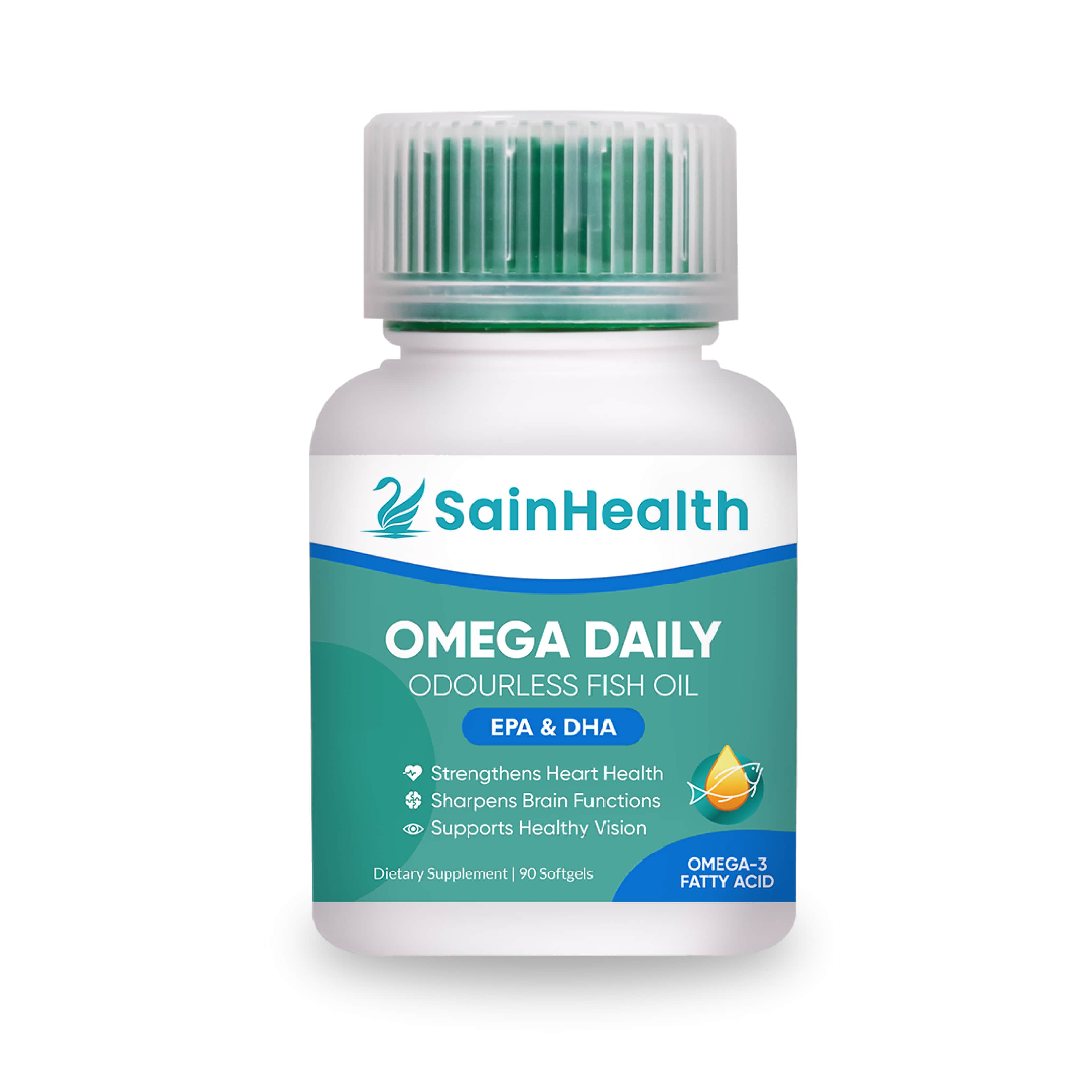 Sain Health Omega Daily Odourless Fish Oil 1000mg 90s