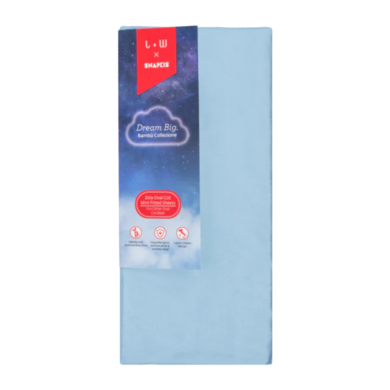 Snapkis Bambu Zola Cot Bed Fitted Sheets - Blue (Buy 1 Get 1 Free)