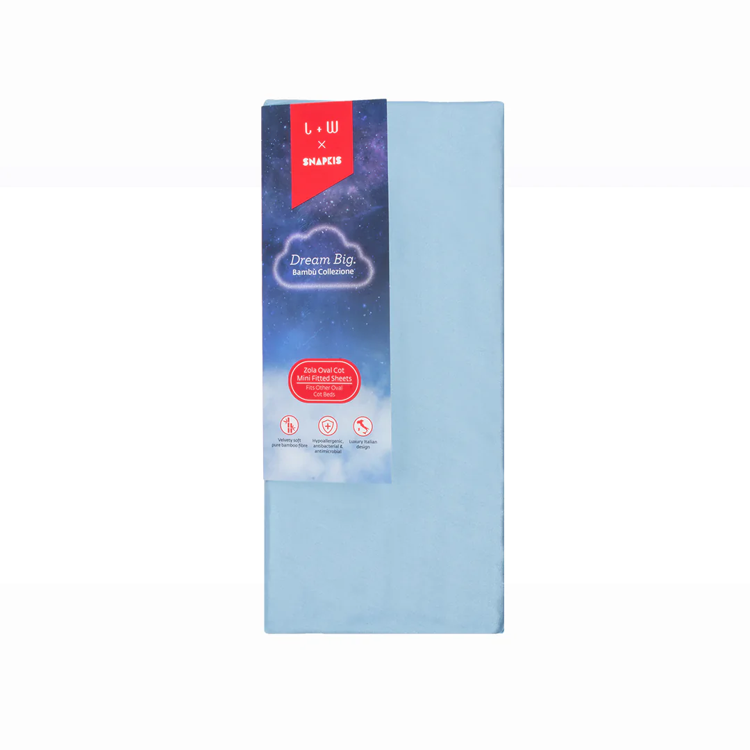 Snapkis Bambu Zola Cot Mini Fitted Sheets - Blue (Buy 1 Get 1 Free)