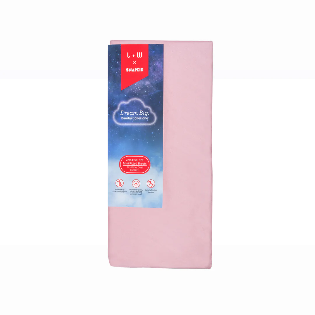 Snapkis Bambu Zola Cot Mini Fitted Sheets - Pink (Buy 1 Get 1 Free)