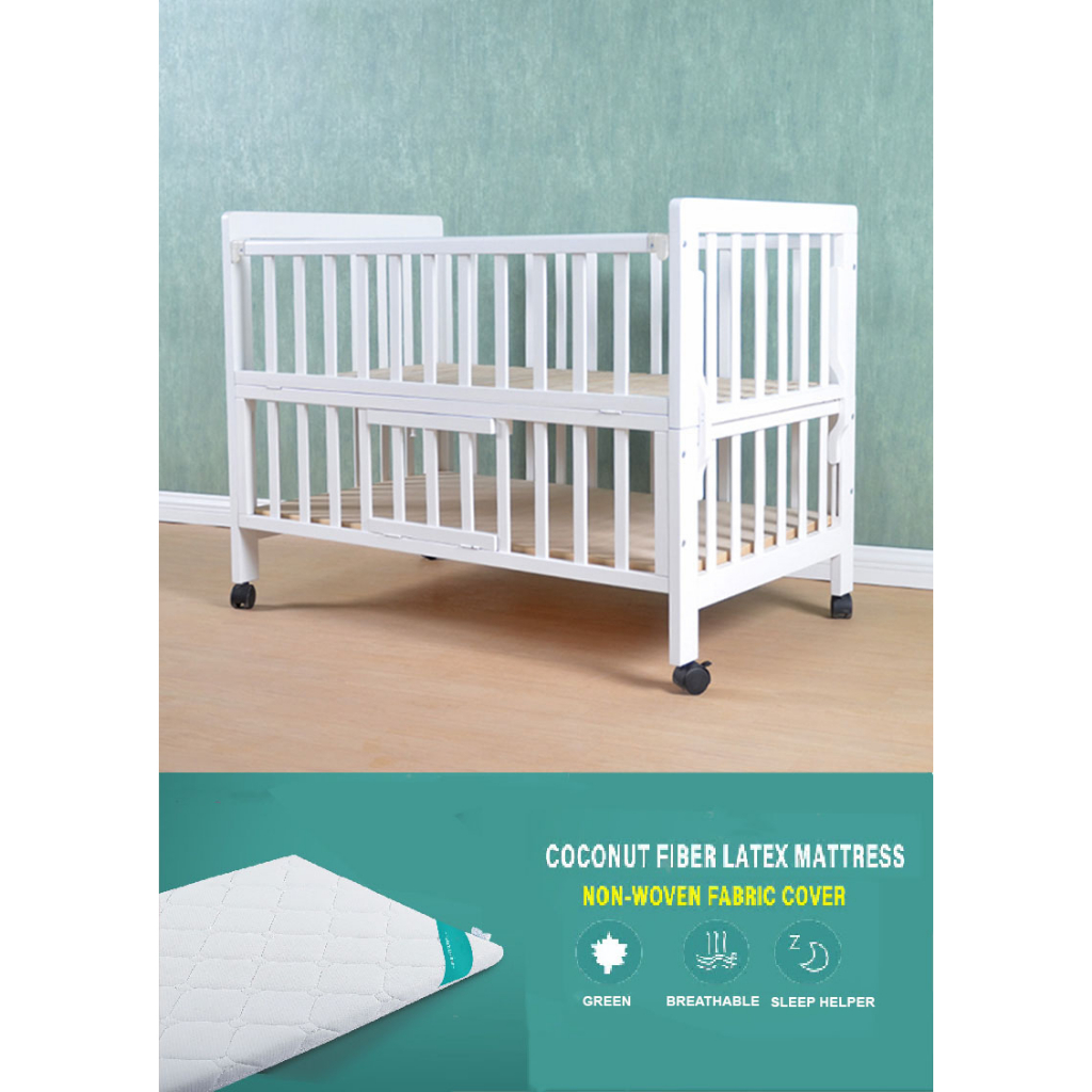 MoMoBeBe Wooden Baby Cribs White 4in1 with extension 0-6 years old