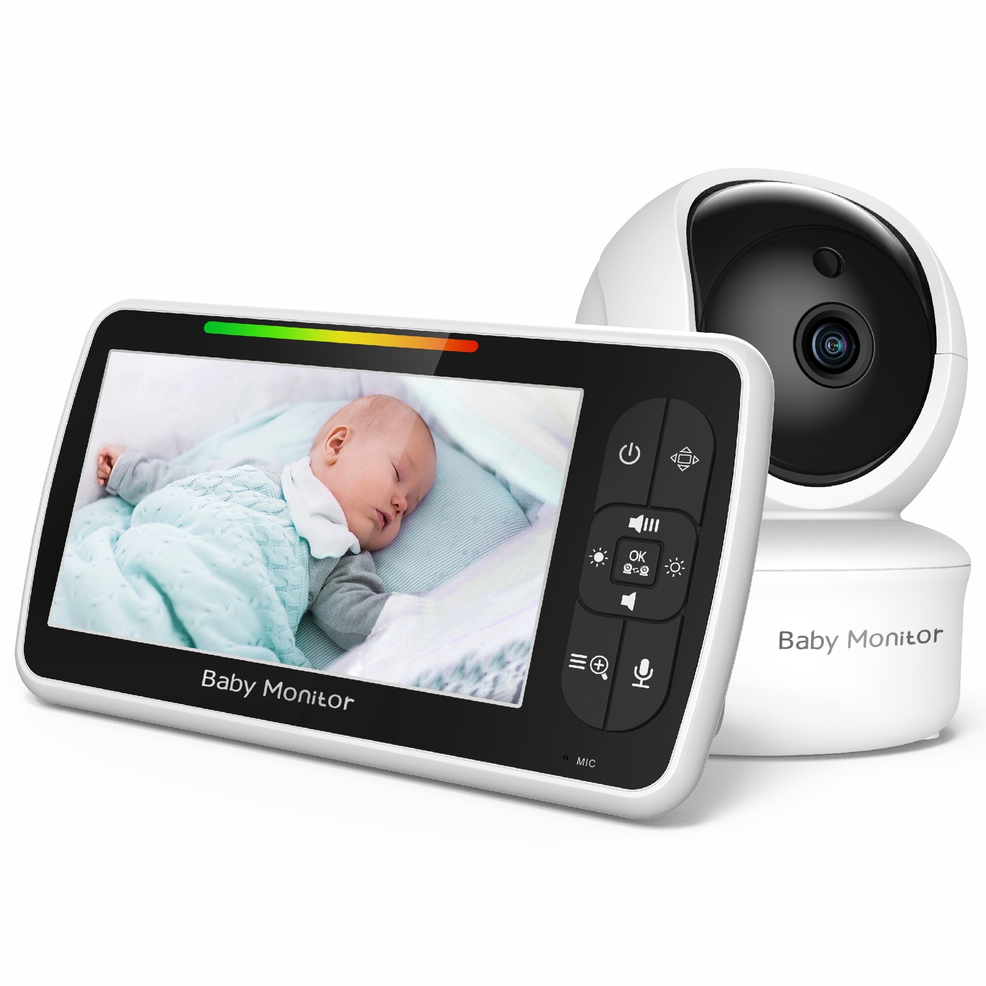 Momobebe 5 Inch Baby Monitor with Remote Pan Tilt, 2x Zoom and Lullabies