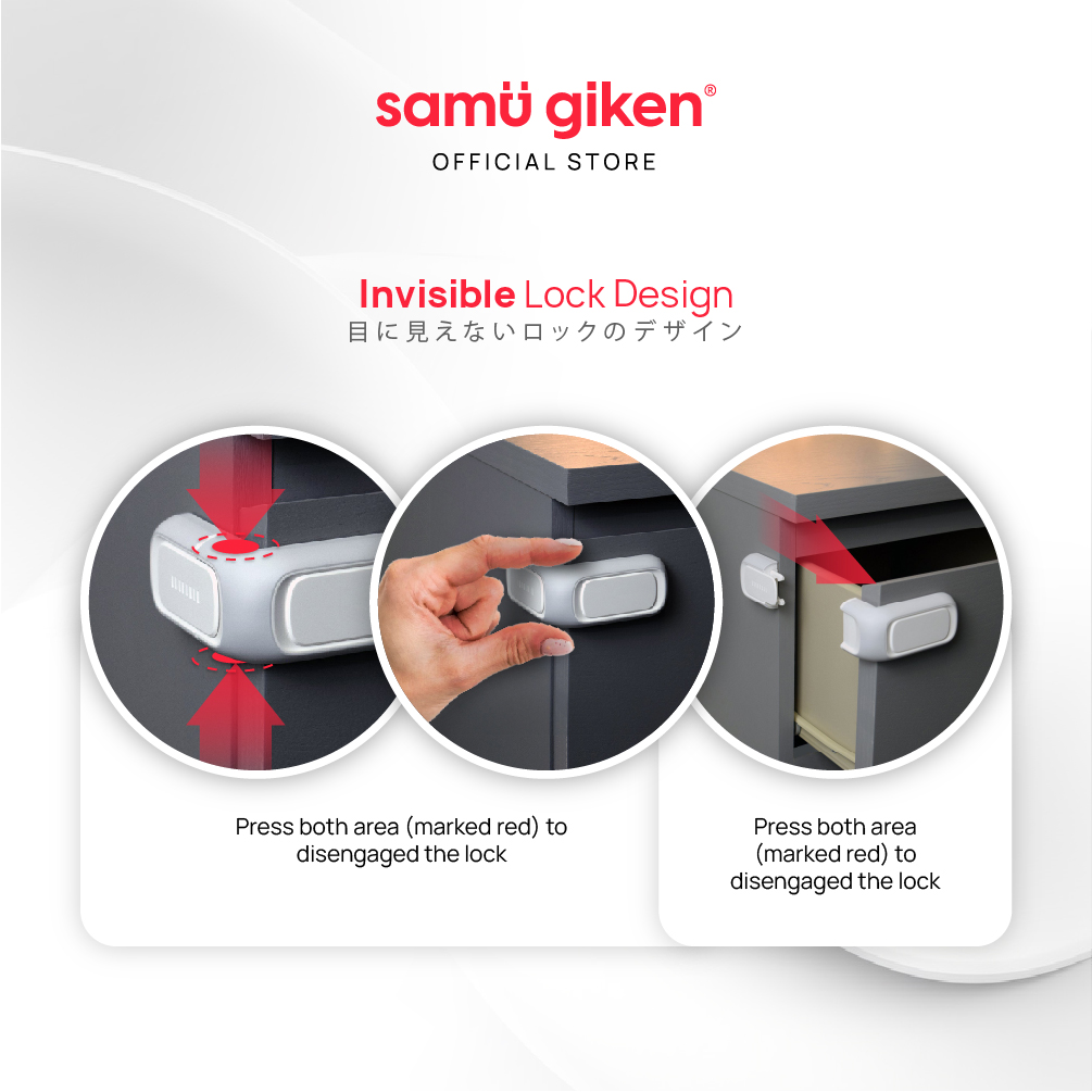 Samu Giken Safety Lock, Cabinet Elbow Lock - Grey White