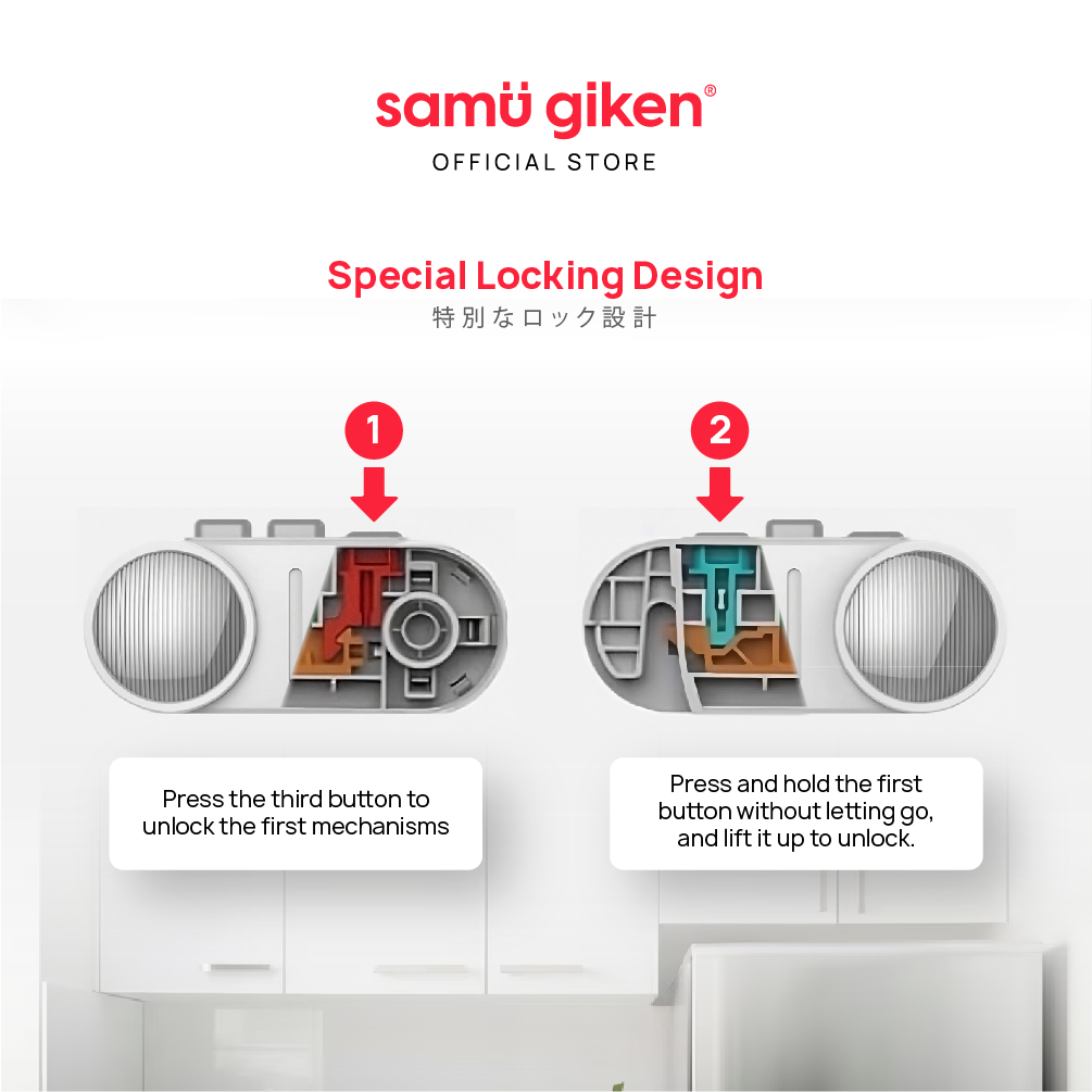 Samu Giken Safety Lock, Cabinet Lock - Grey White