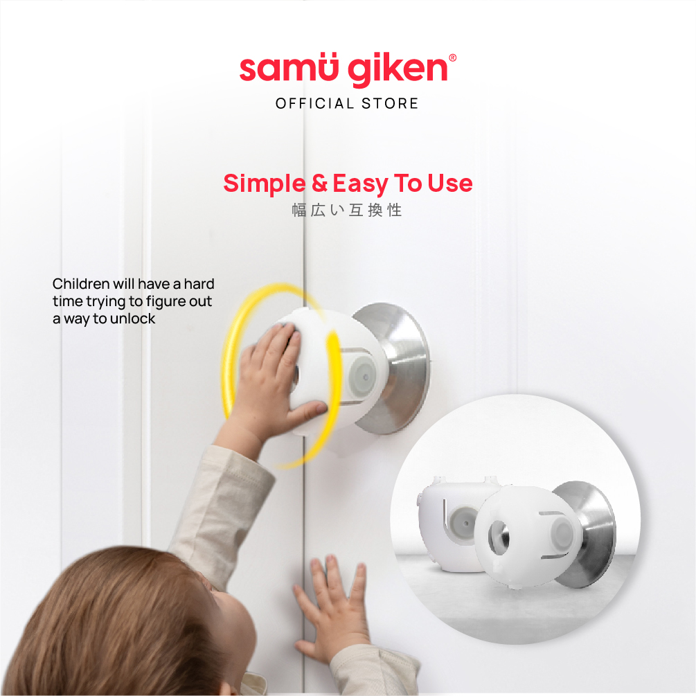 Samu Giken 3202 Safety Lock, Door Knob Lock - Grey White