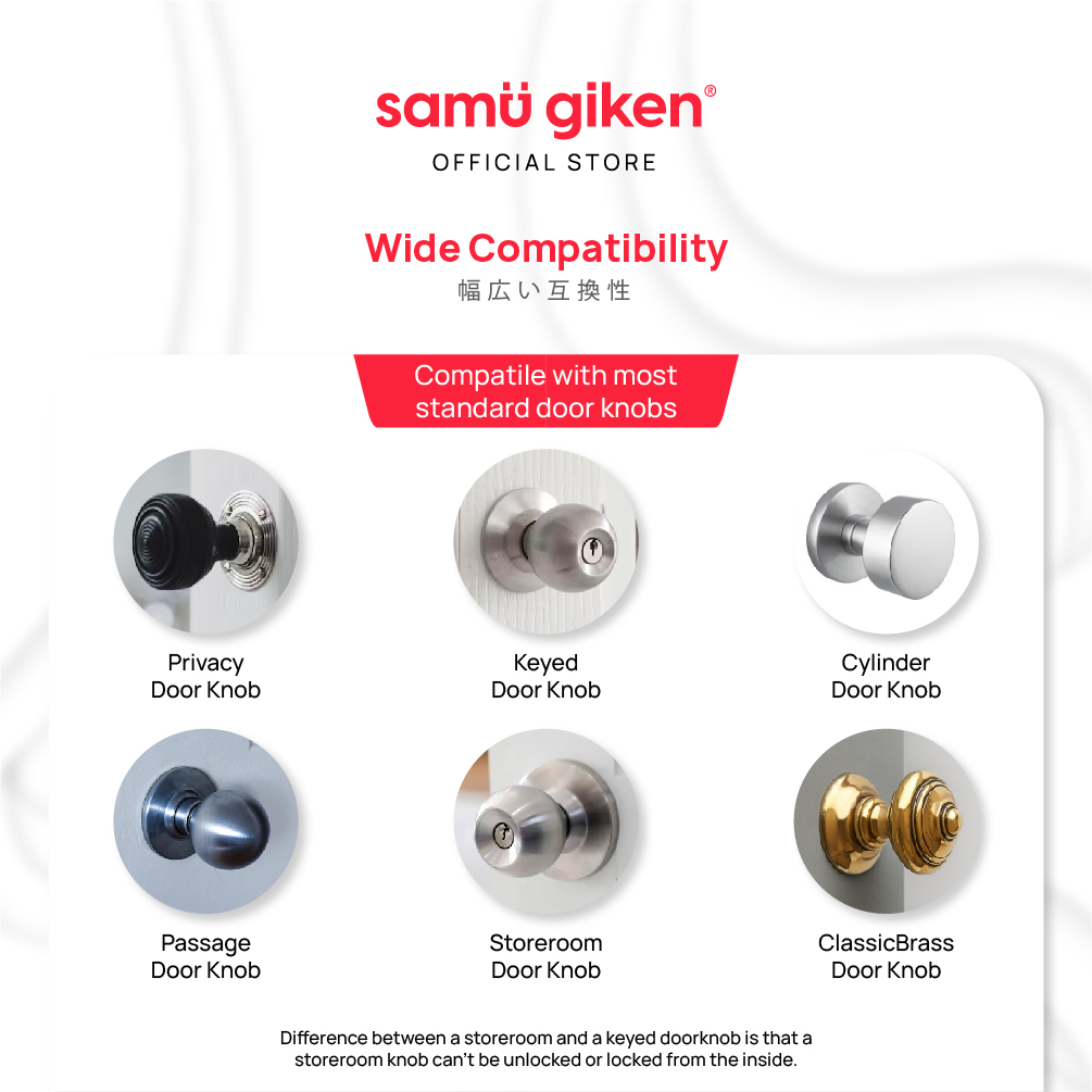 Samu Giken 3202 Safety Lock, Door Knob Lock - Grey White